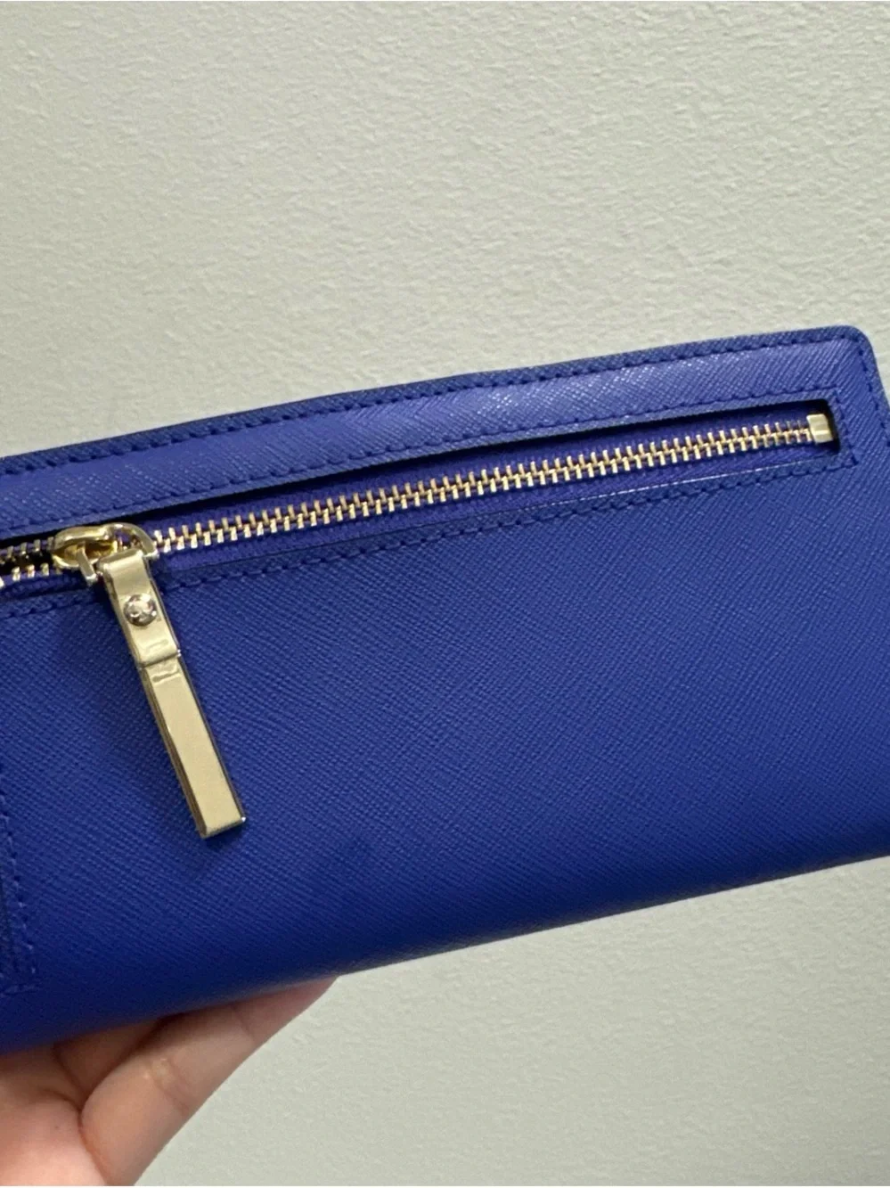 kate spade cobalt blue saffiano zip wallet